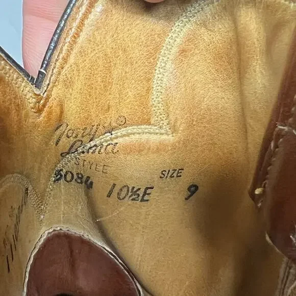 Vintage Tony Lama Mens Size 10.5 E Brown Leather Western Cowboy Boots Style 3084 - Picture 10 of 12